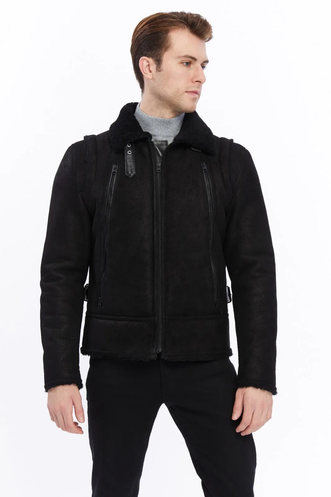 Men's Leather Shearling Jacket