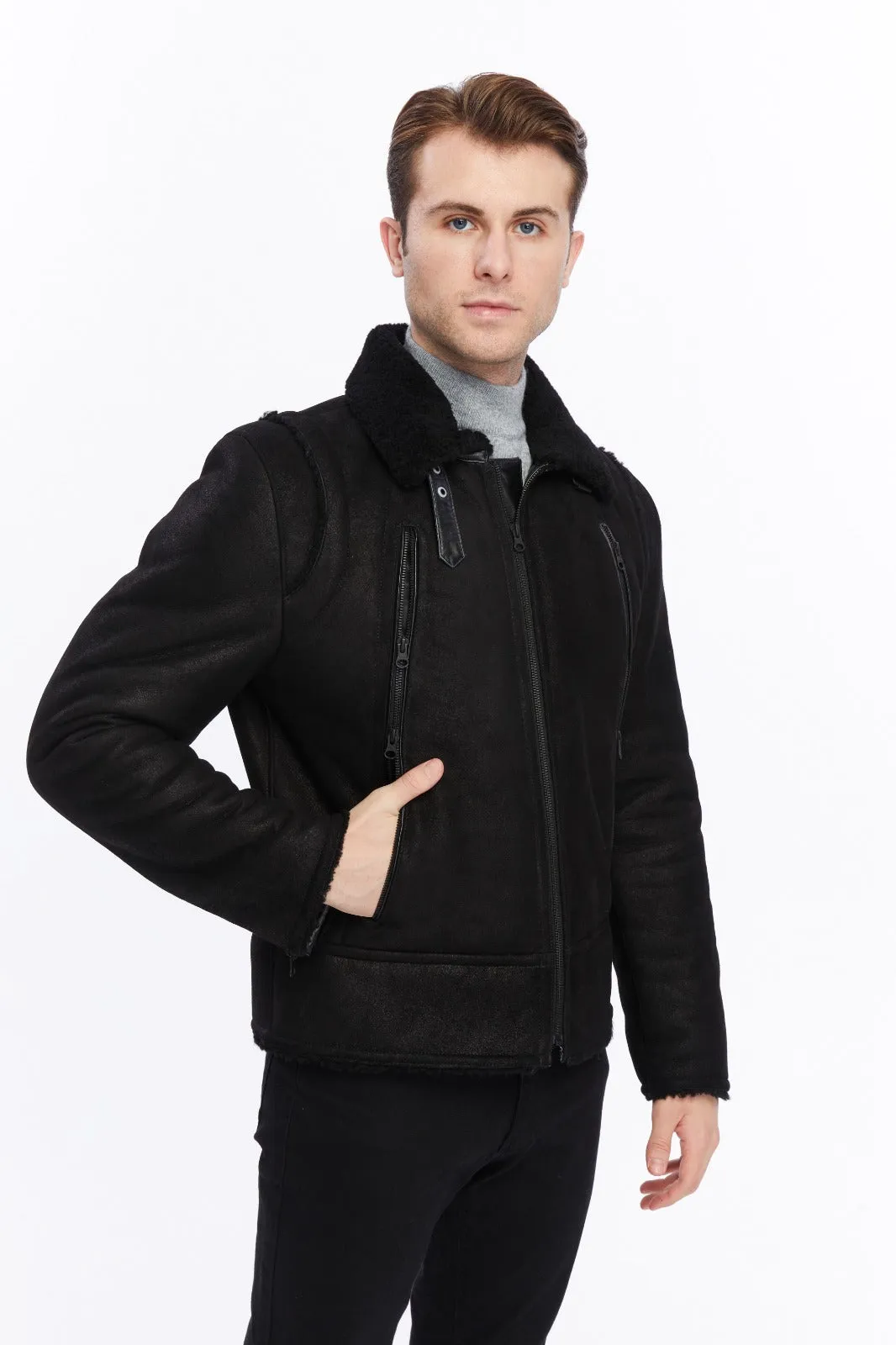 Men's Leather Shearling Jacket