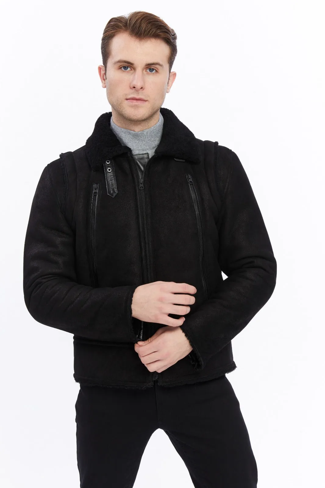 Men's Leather Shearling Jacket