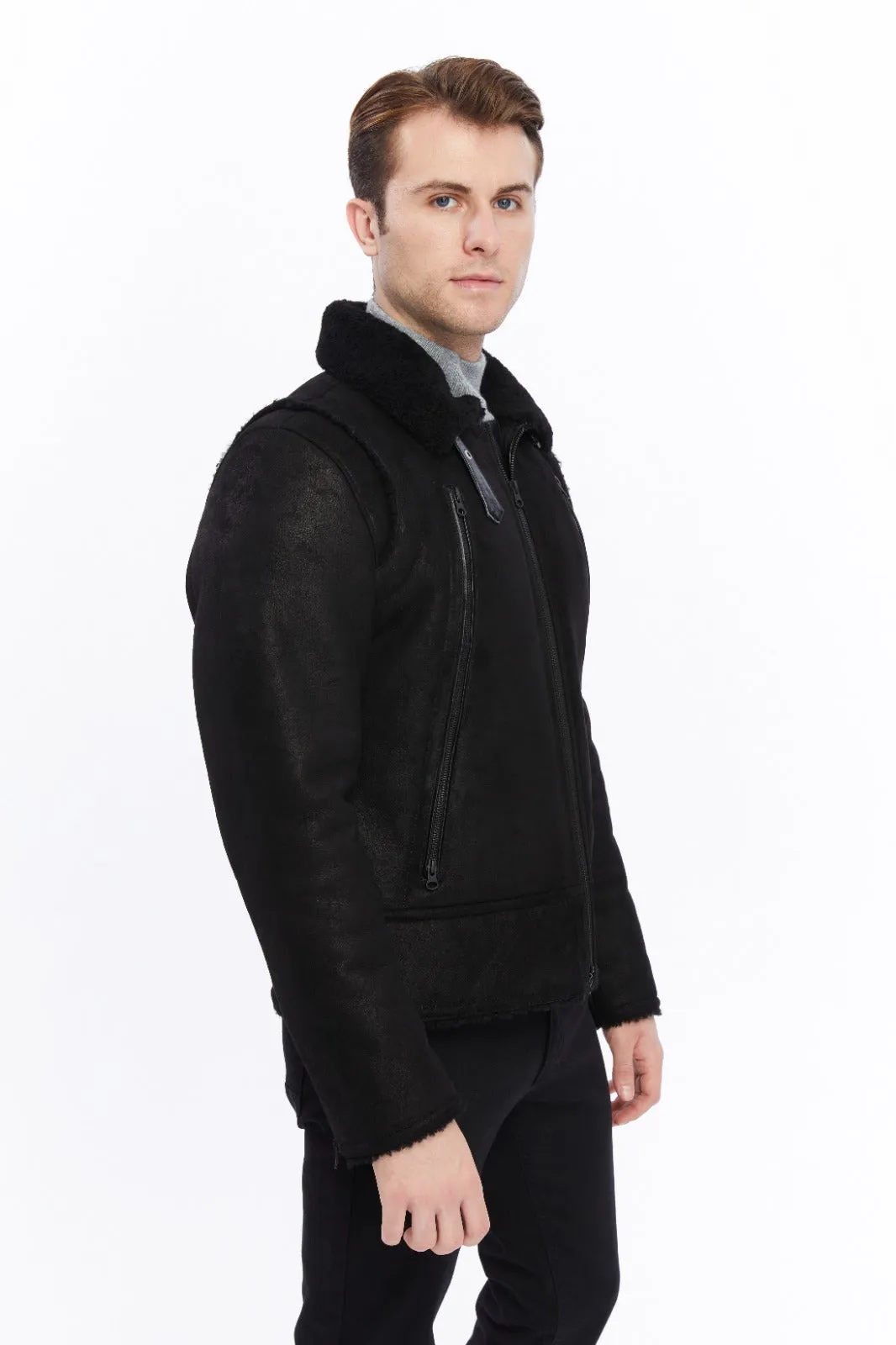 Men's Leather Shearling Jacket