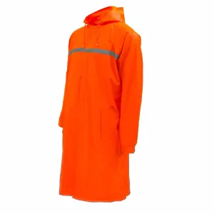 Men's Waterproof Long Raincoat PVC Trench Coat - Orange