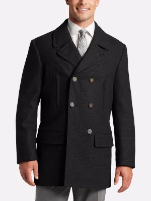 Michael Kors Men’s Classic Fit Glen Plaid Wool Blend Peacoat