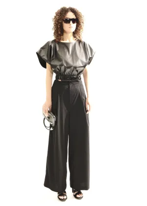 P152B Pleated Waist Wide Leg Pants