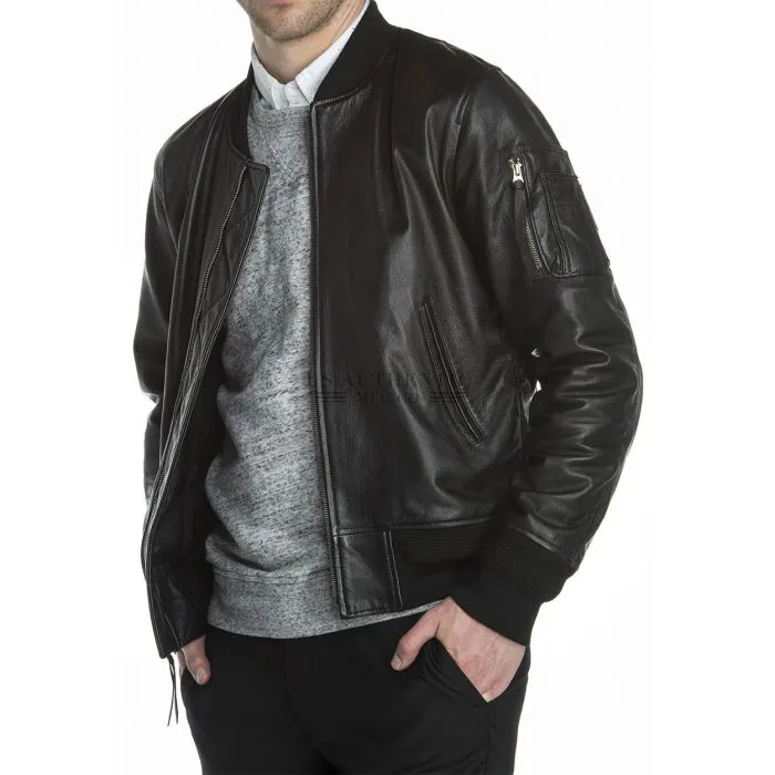 Pilot leather bomber jacket