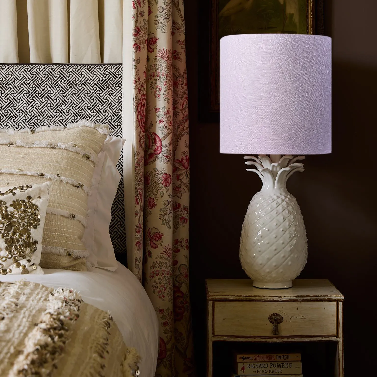 Pink Drum Linen Lampshade