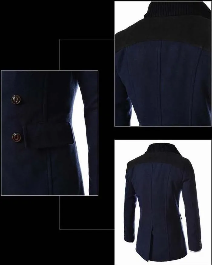 Premium Double Breasted Wool Blend Peacoat