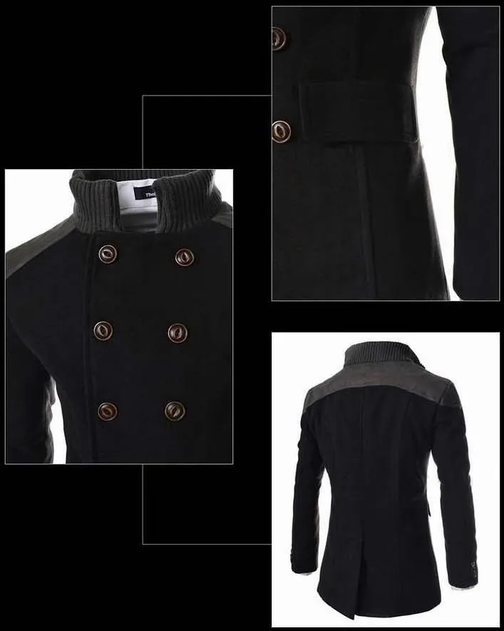 Premium Double Breasted Wool Blend Peacoat