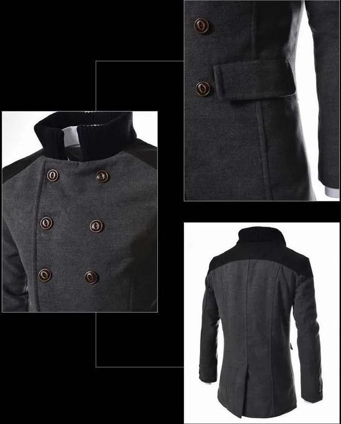 Premium Double Breasted Wool Blend Peacoat