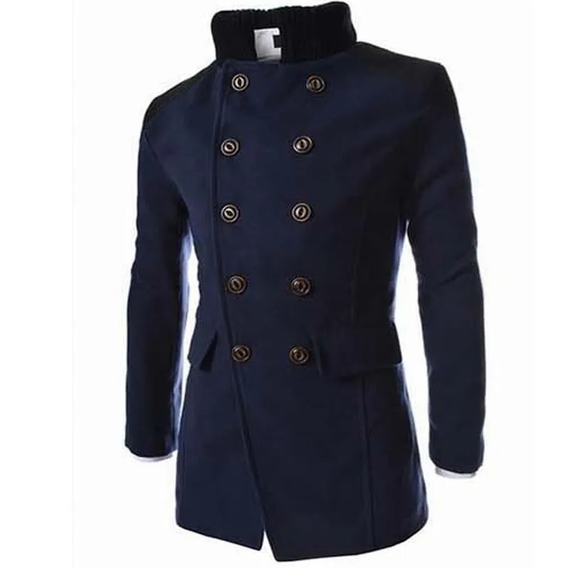 Premium Double Breasted Wool Blend Peacoat