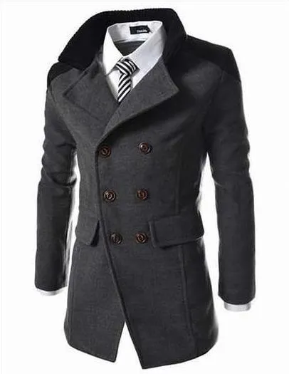 Premium Double Breasted Wool Blend Peacoat