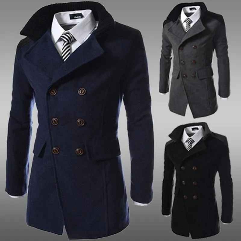 Premium Double Breasted Wool Blend Peacoat