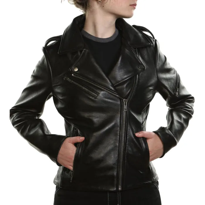 Rebel Ladies Biker Jacket - Tan