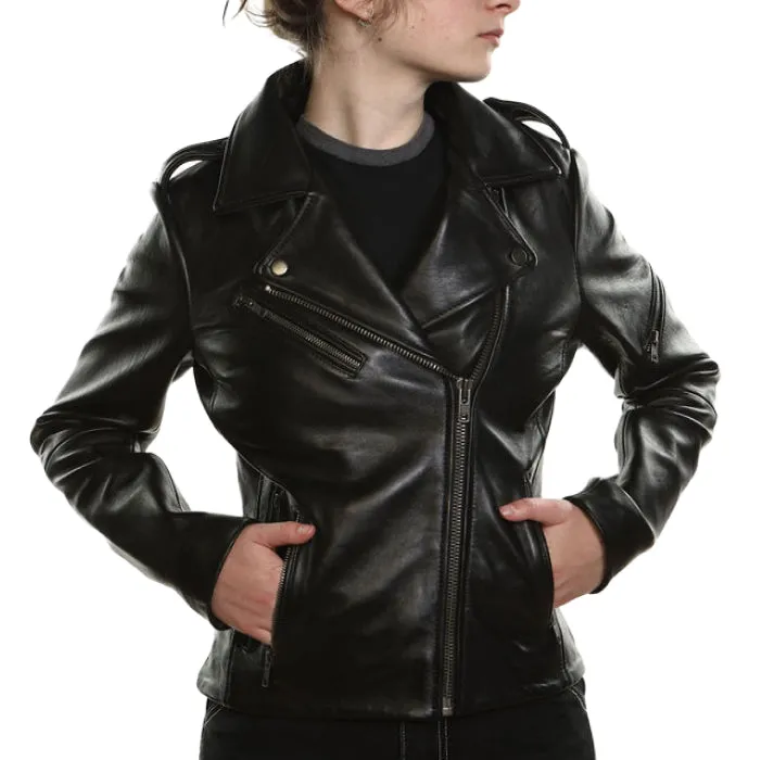 Rebel Ladies Biker Jacket - Tan