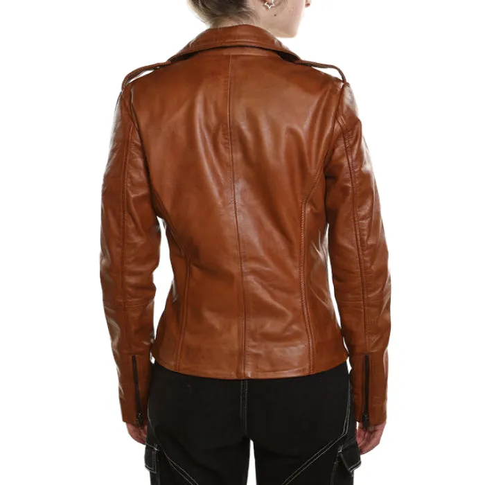 Rebel Ladies Biker Jacket - Tan