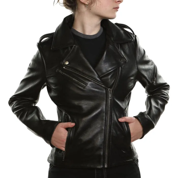 Rebel Ladies Biker Jacket - Tan