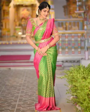 Sensational Perrot Soft Silk Saree With Beauteous Blouse Piece