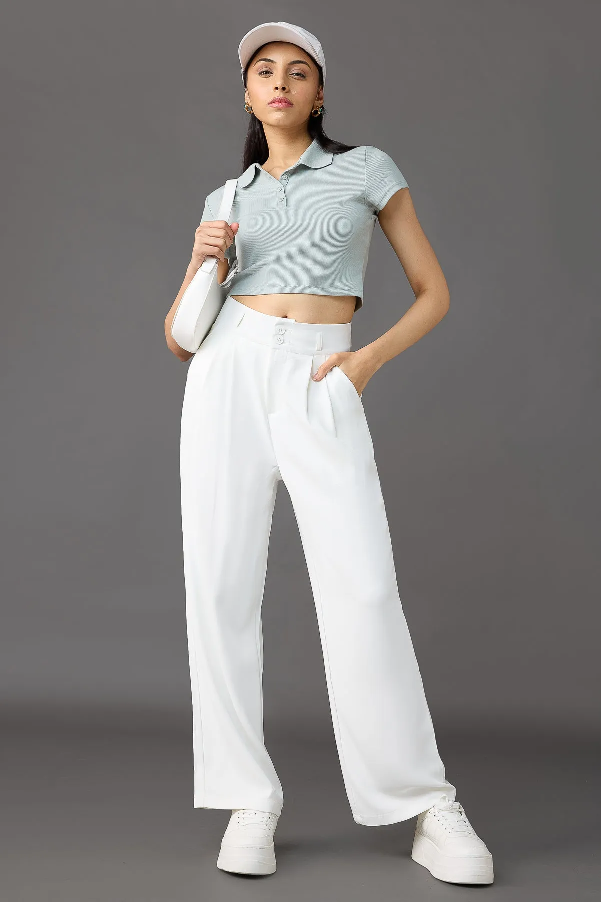 Seoul White Korean Pleated Pants