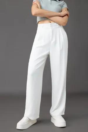 Seoul White Korean Pleated Pants