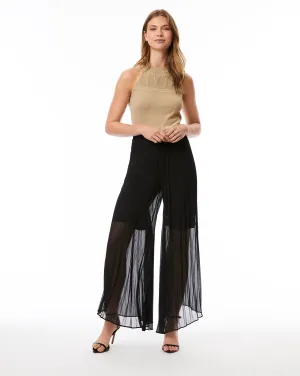 Sheer Wide Leg Pleated Pant