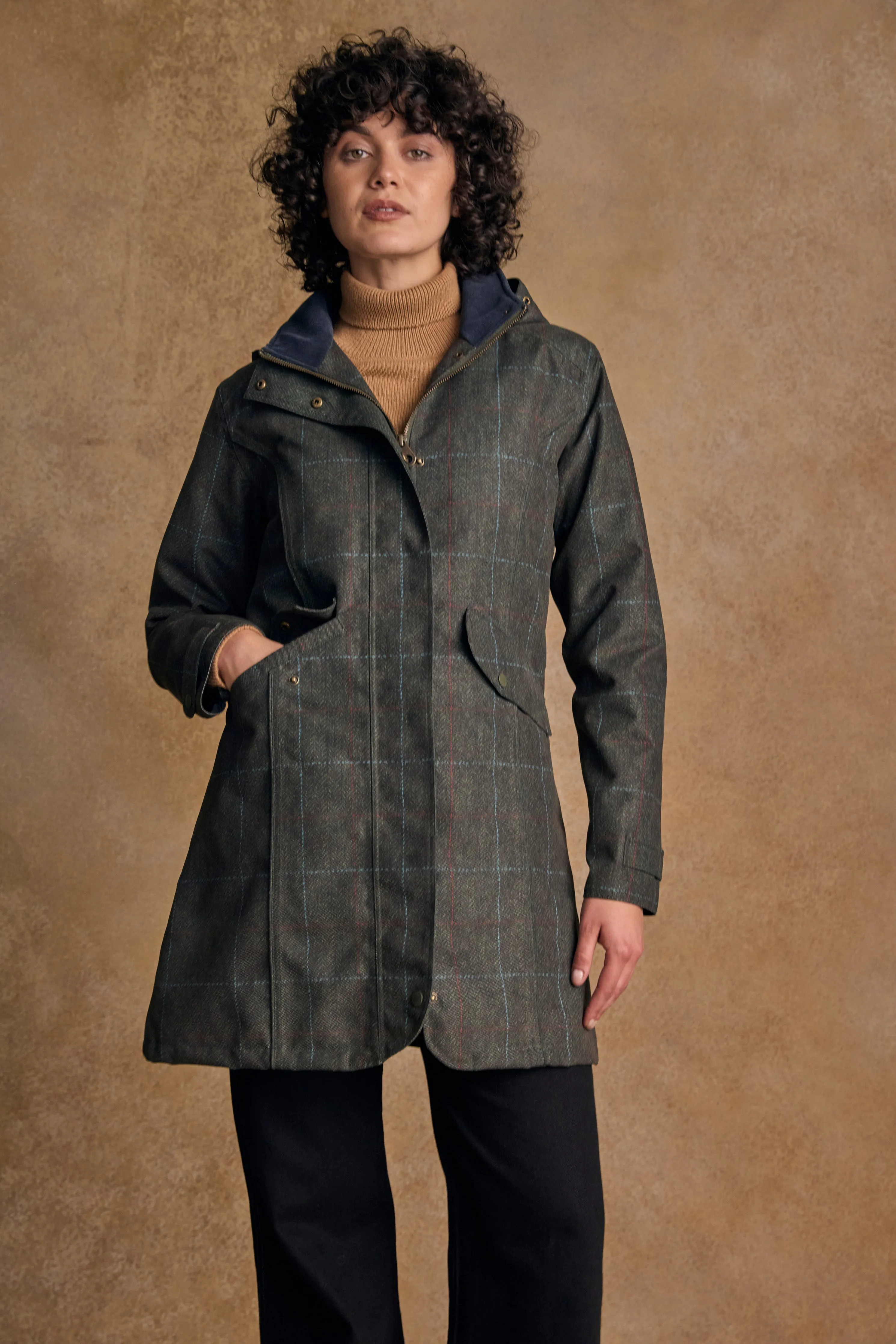 Sophia Waterproof Jacket - Green Windowpane