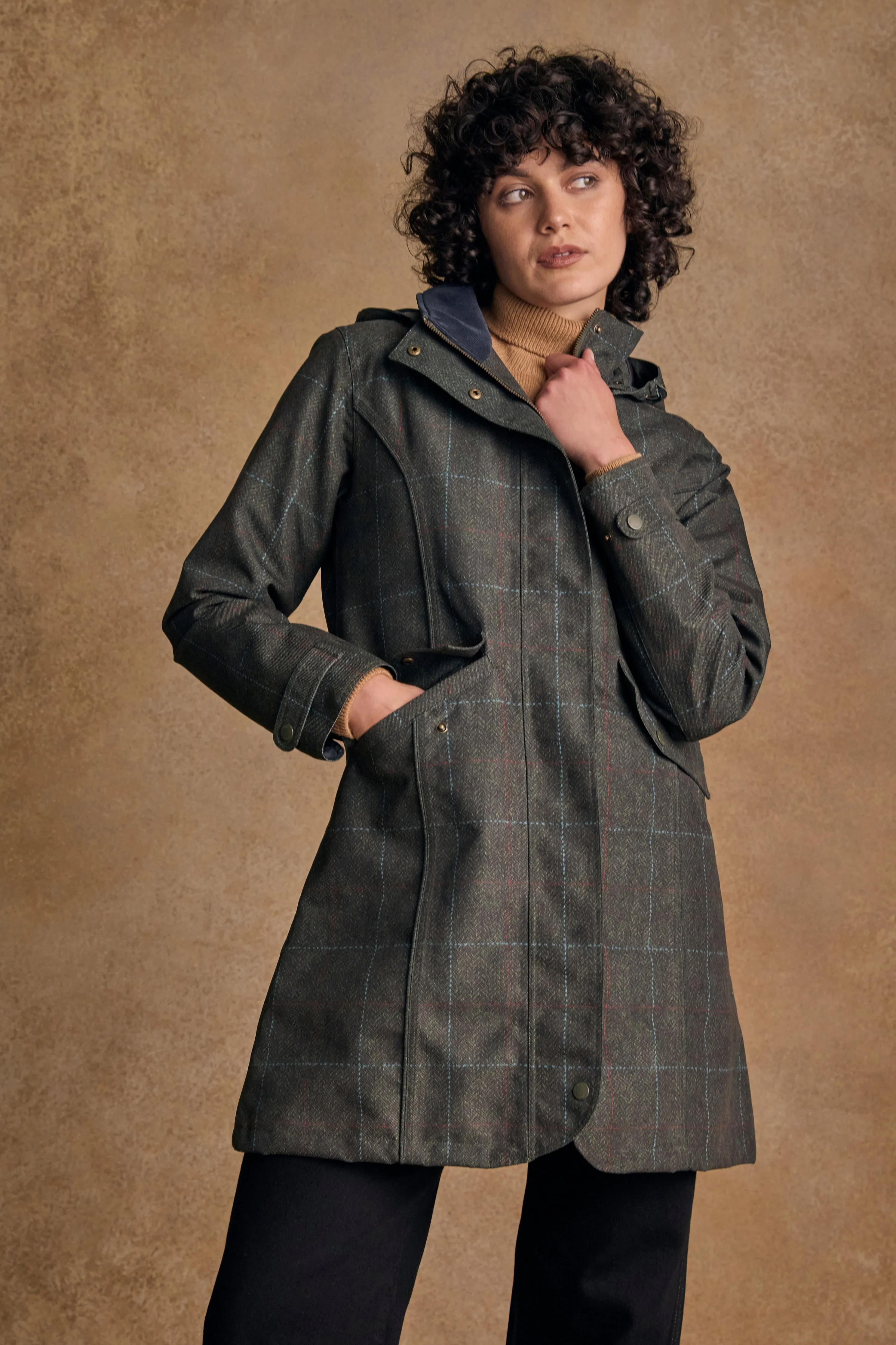 Sophia Waterproof Jacket - Green Windowpane