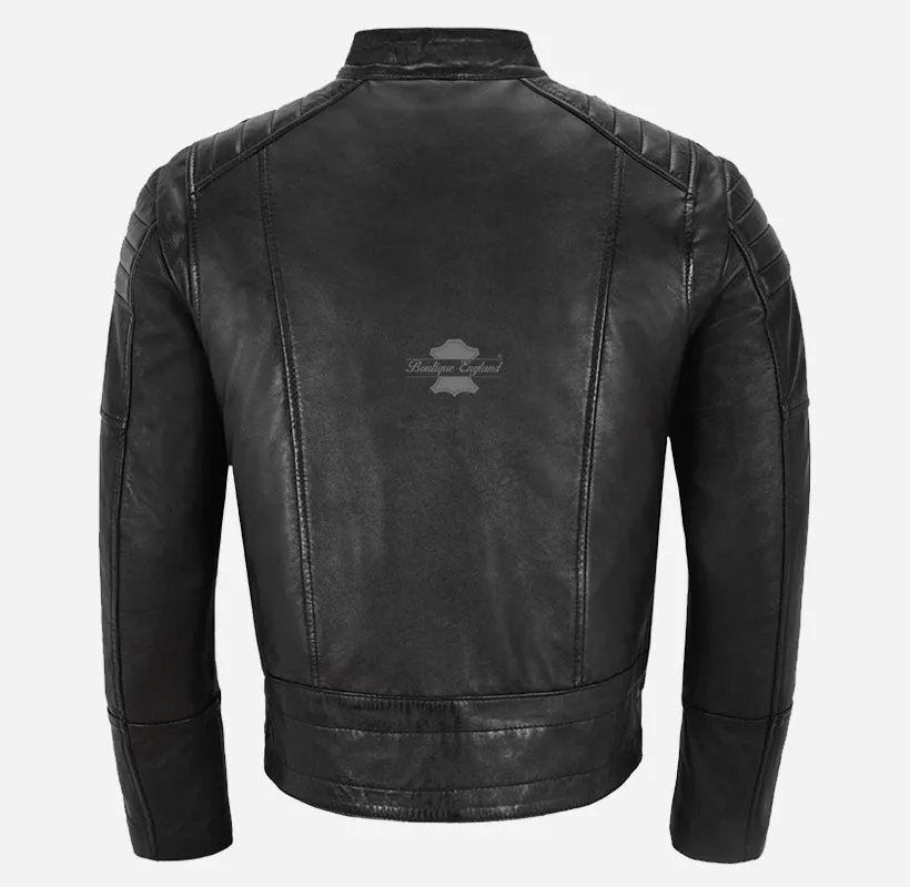 STOKLEY Men's Biker Leather Jacket Fitted Fashion Leather Jacket