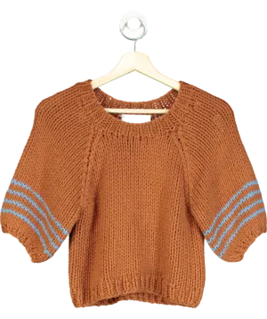 The Wolf Gang Bonbonera Brown Chunky Knitted Cropped Sweater UK XS/S