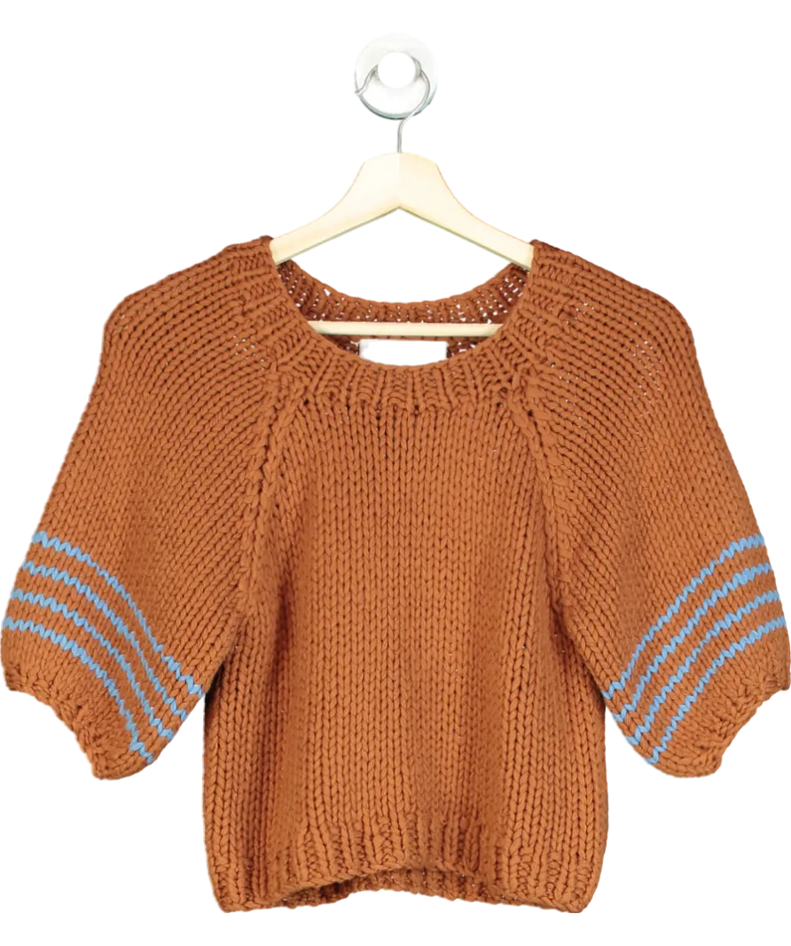 The Wolf Gang Bonbonera Brown Chunky Knitted Cropped Sweater UK XS/S