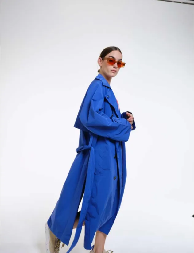 trench coat - kalvi - embassy blue