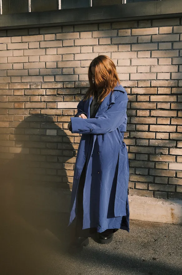 trench coat - kalvi - embassy blue