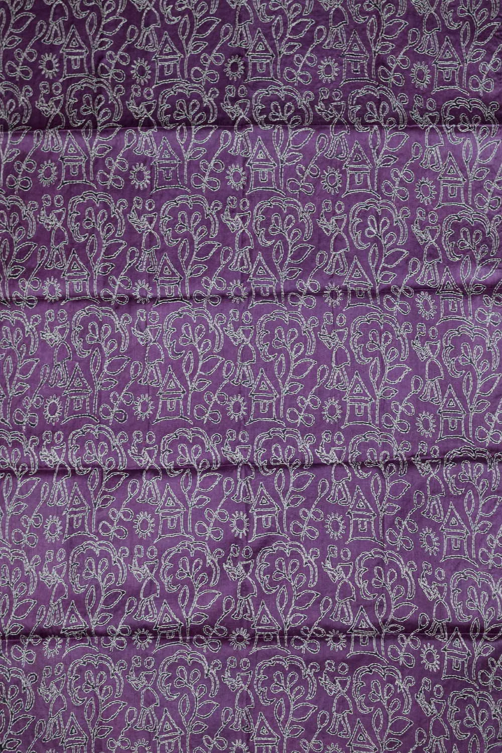 Velvet Purple with Intricate Design Kantha Silk Blouse