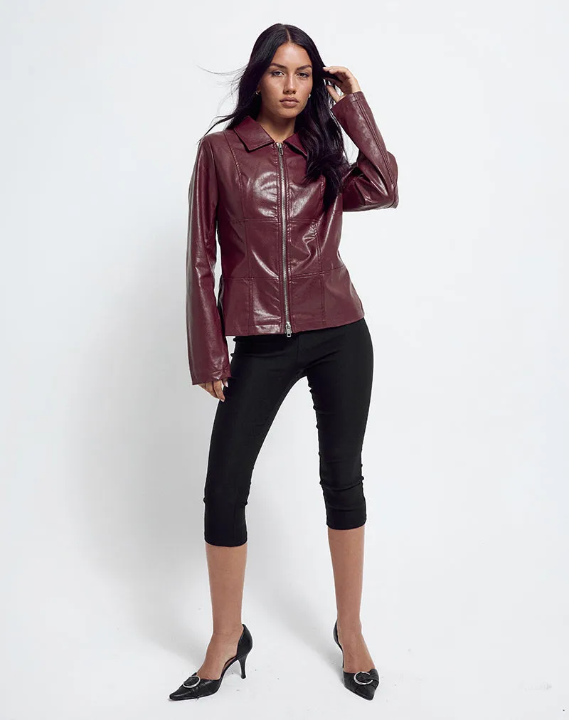 Vincent Fitted Jacket in PU Burgundy