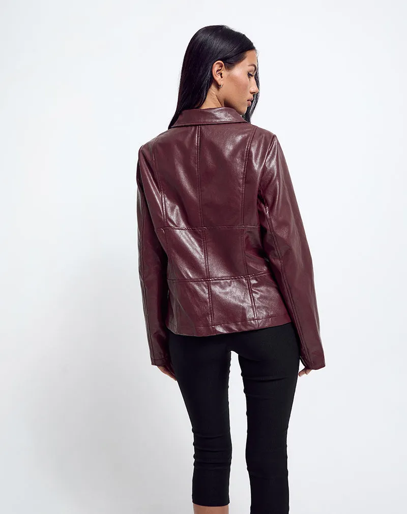 Vincent Fitted Jacket in PU Burgundy