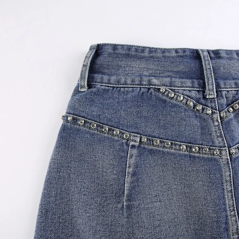 Vintage Cargo Streetwear Style Denim Skirt