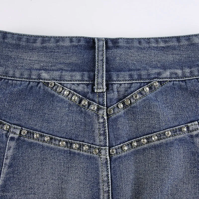 Vintage Cargo Streetwear Style Denim Skirt