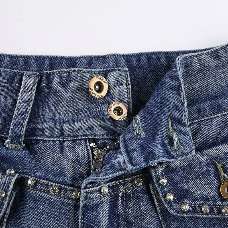 Vintage Cargo Streetwear Style Denim Skirt