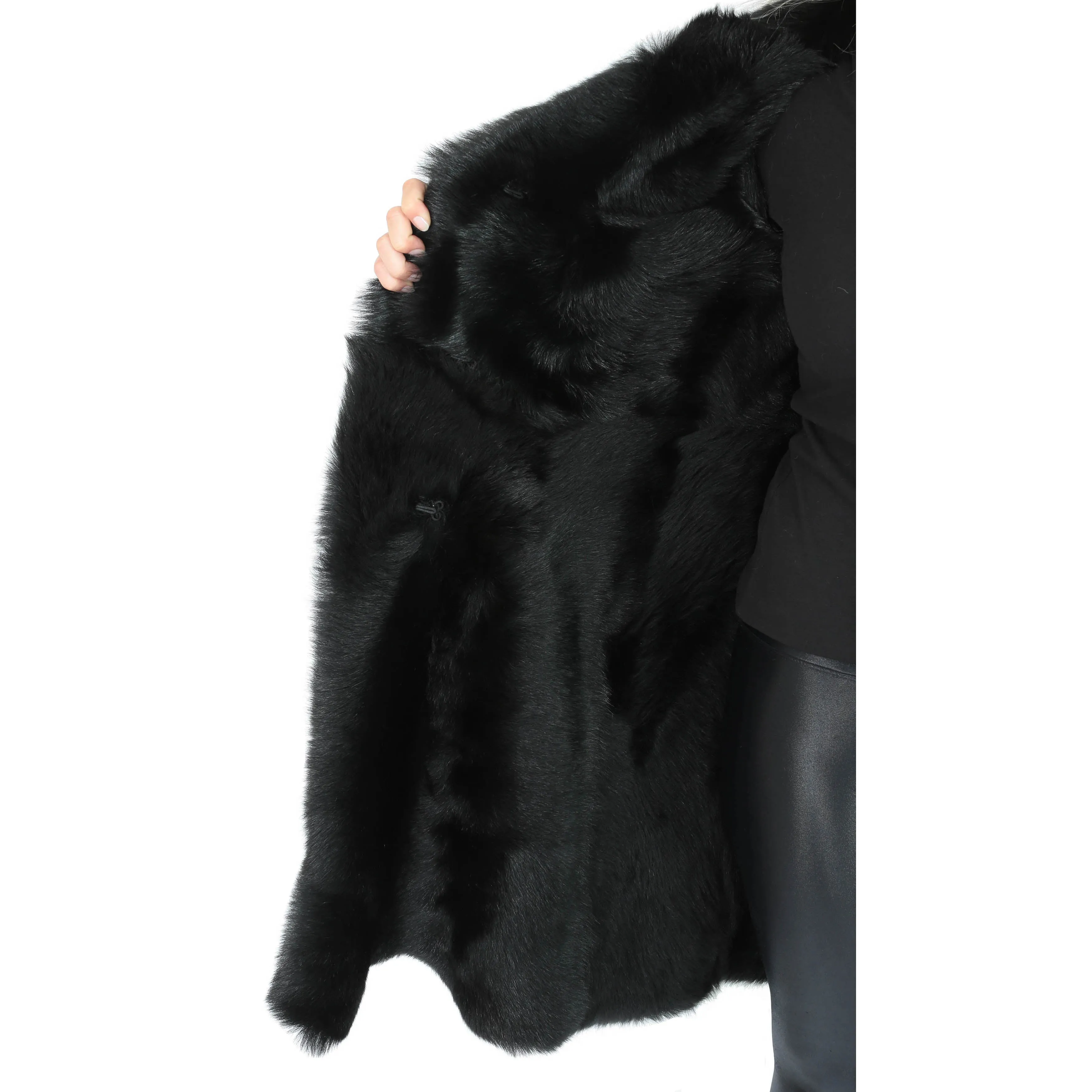 Womens Luxurious Toscana Long Coat Real Sheepskin Pamela Black