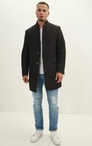 Wool Blend Peacoat - Black